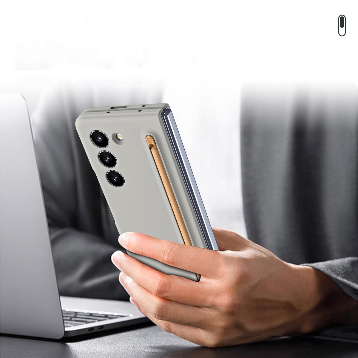 For Samsung Galaxy Z Fold4 5G Enhanced Shockproof Phone Case - Pen Design - Purple