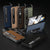 For Samsung Galaxy Z Fold4 5G Carbon Fiber Phone Case With Holder - Dark Blue