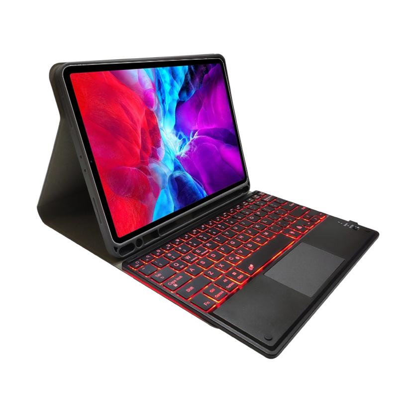 Bluetooth Keyboard Tablet Case For Ipad Pro 11 - Detachable Touch Leather Holder Pen Slot - Rose Gold