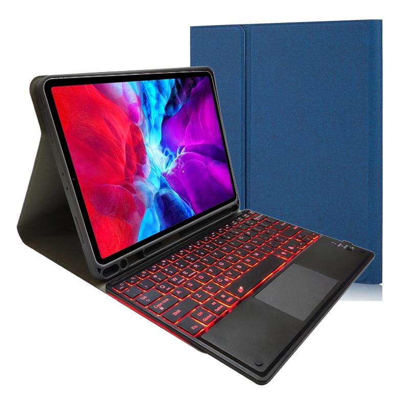 Bluetooth Keyboard Tablet Case For Ipad Pro 11 - Detachable Touch Leather Holder Pen Slot - Rose Gold