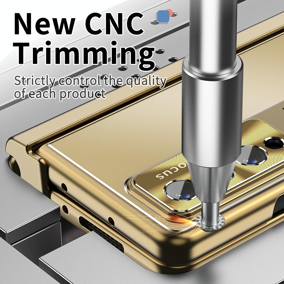 For Samsung Galaxy Z Fold4 5G Shockproof Aluminum Double Hinge Case - Gold