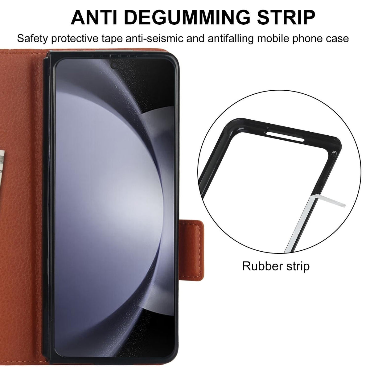 For Samsung Galaxy Z Fold4 5G Leather Phone Case With Pen Slot - Rose Gold