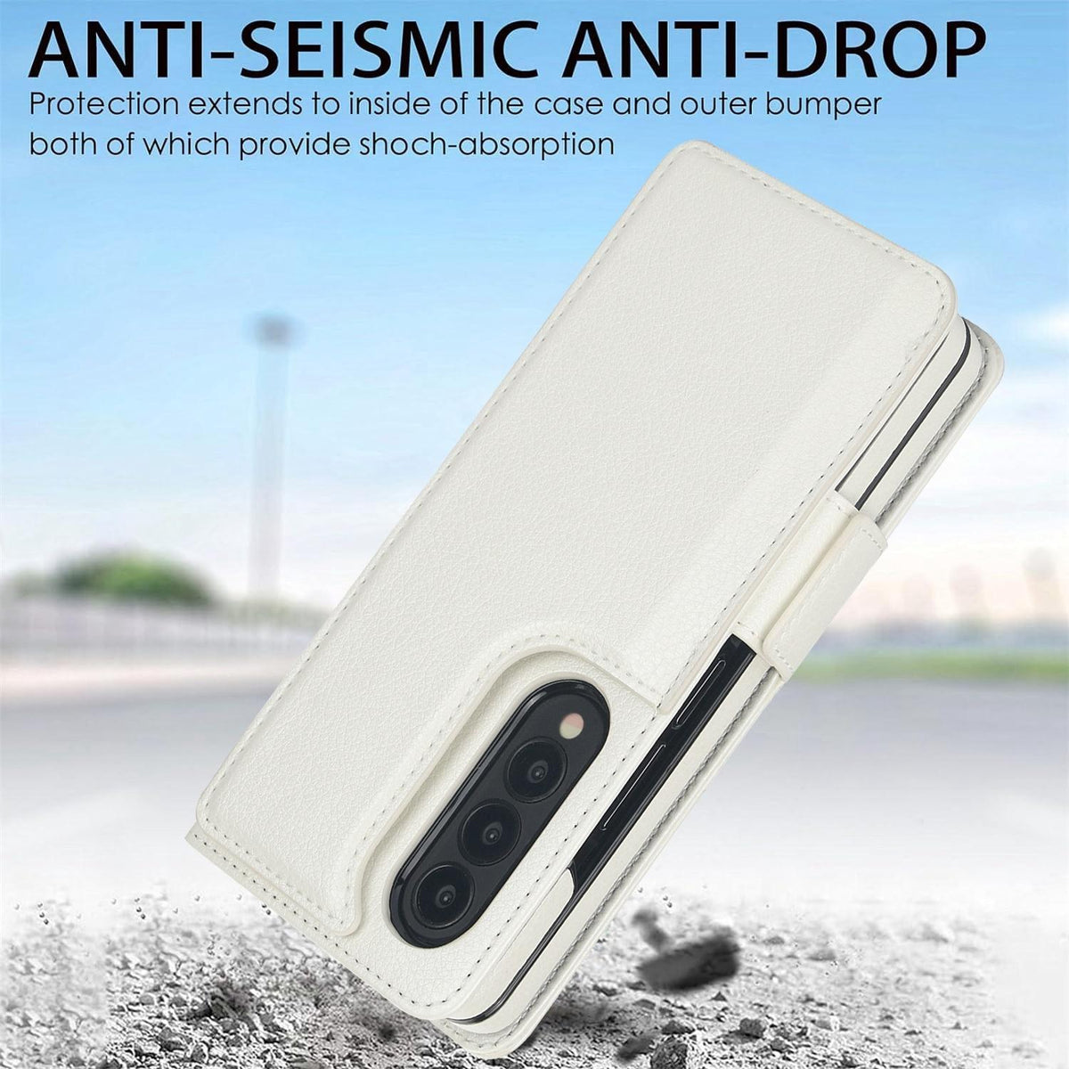 For Samsung Galaxy Z Fold4 5G Leather Phone Case With Pen Slot - Rose Gold