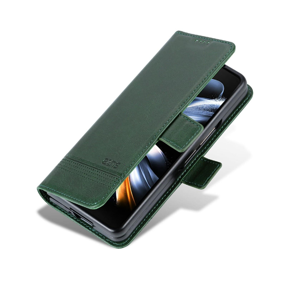 For Samsung Galaxy Z Fold4 5G Leather Magnetic Phone Case - Calf Texture - Dark Brown