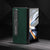 For Samsung Galaxy Z Fold4 5G Leather Phone Case With Holder - Litchi Texture - Green