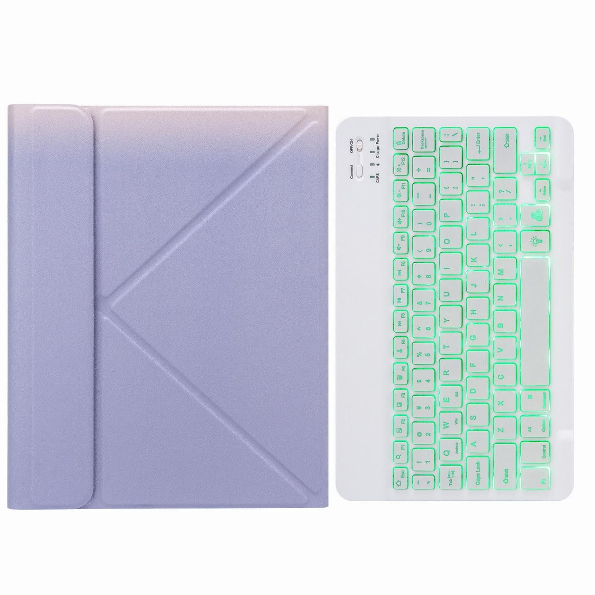 Bluetooth Keyboard Leather Case For Ipad 9.7 2018 / 2017 With Backlight &amp; Three-Fold Holder - Purple