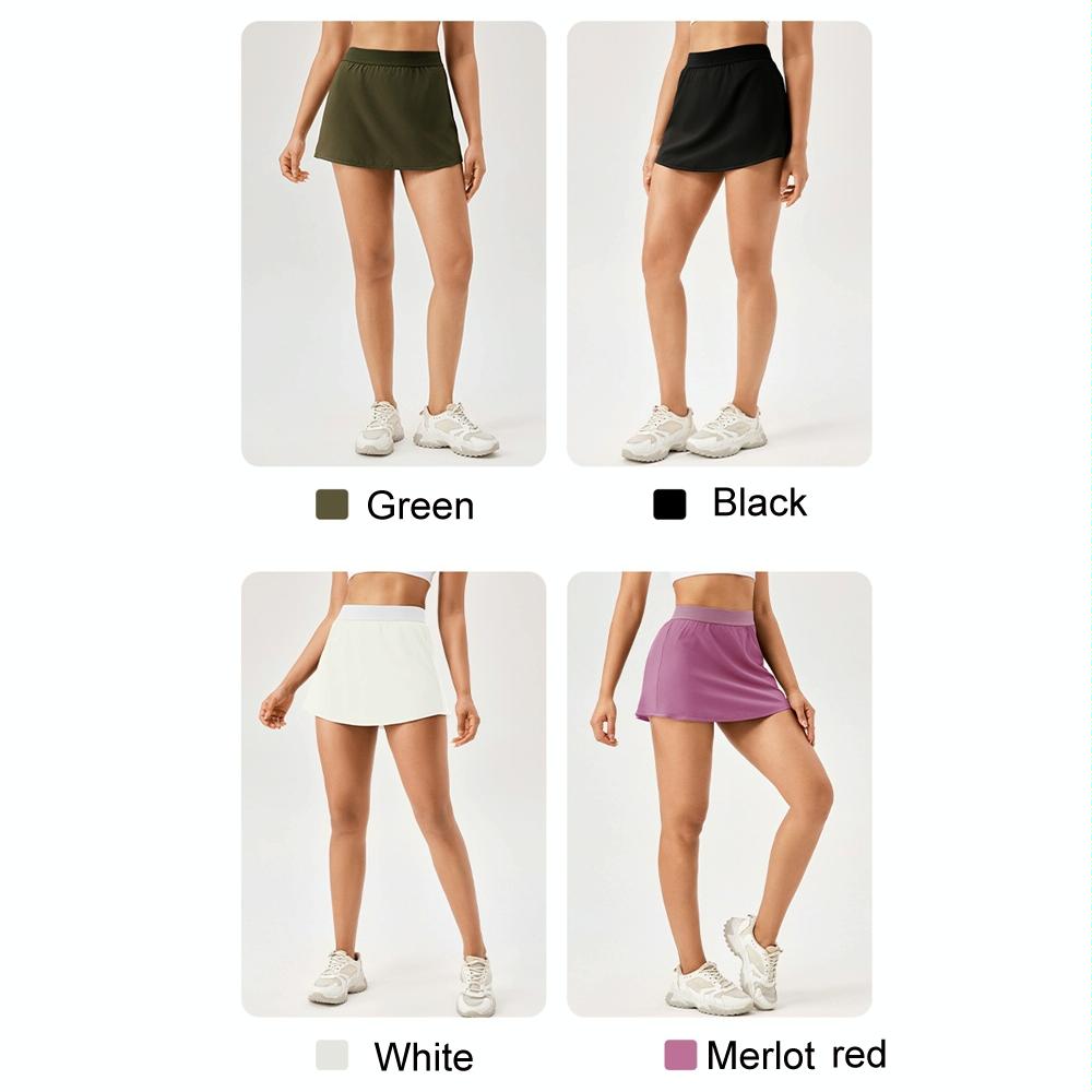 Quick Drying Women Yoga Skirt Pants Breathable & Fake Two Piece Size L - Green - M