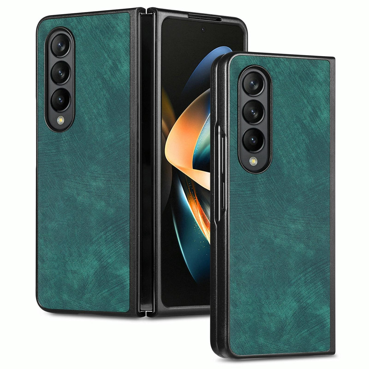 For Samsung Galaxy Z Fold4 5G Pu Back Cover - Solid Colour - Green