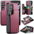 For Samsung Galaxy Z Fold4 5G Leather Rfid Phone Case - Wine Red