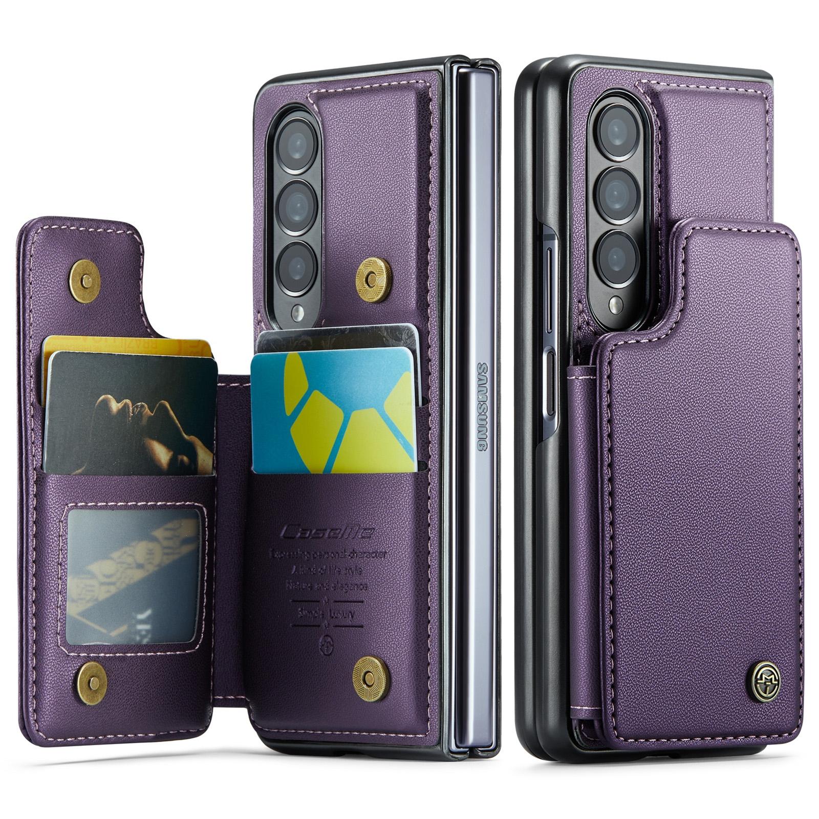 For Samsung Galaxy Z Fold4 5G Leather Rfid Phone Case - Wine Red