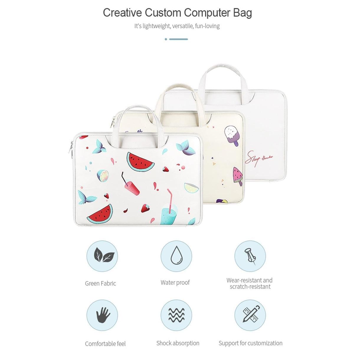 14.1-15.4 Inch Lightweight Printed Laptop Bag In Pu Material - Sheep Head