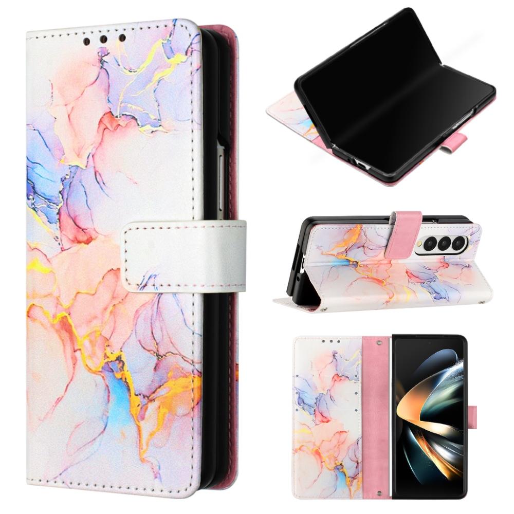 For Samsung Galaxy Z Fold4 5G Marble Leather Flip Case - Galaxy Marble White Ls004