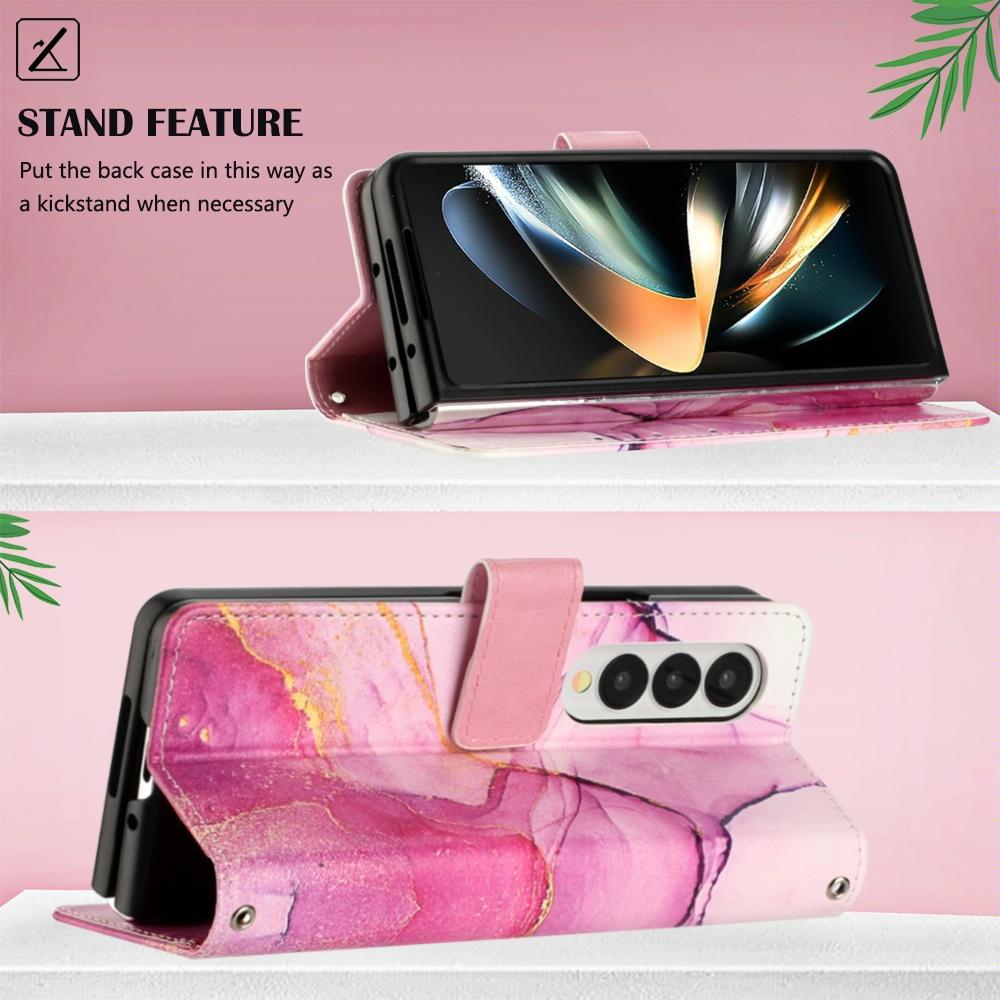 For Samsung Galaxy Z Fold4 5G Marble Leather Flip Case - Galaxy Marble White Ls004