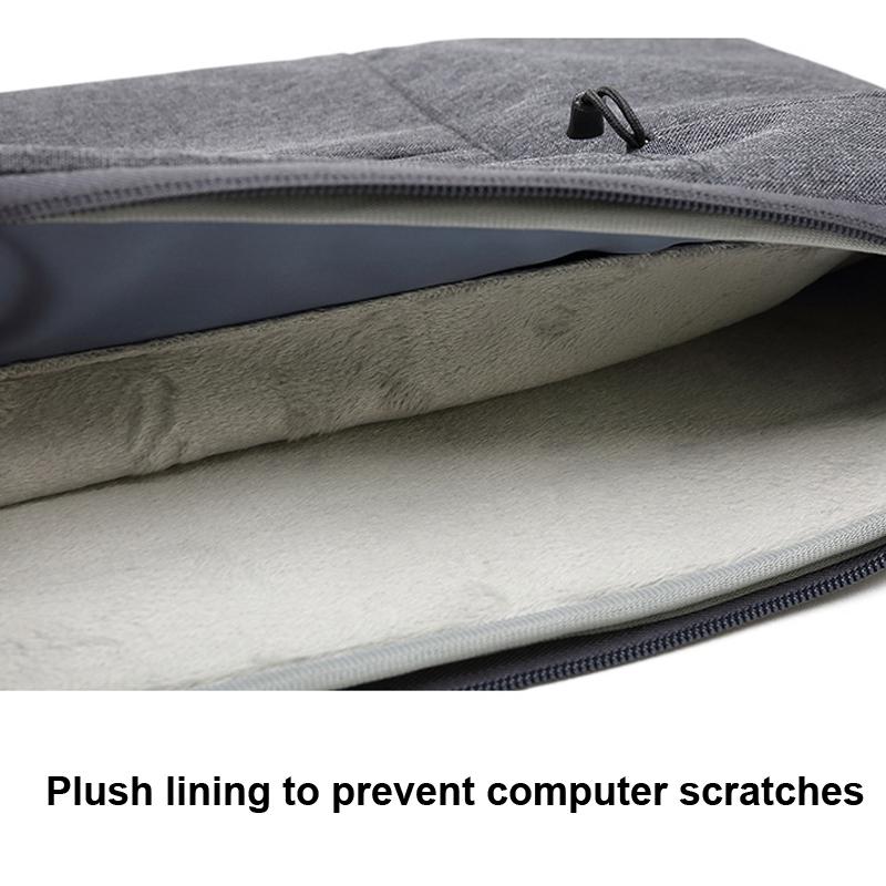 13.3 Inch Business Laptop Liner Bag - Polyester Zipper Closure - Light Grey