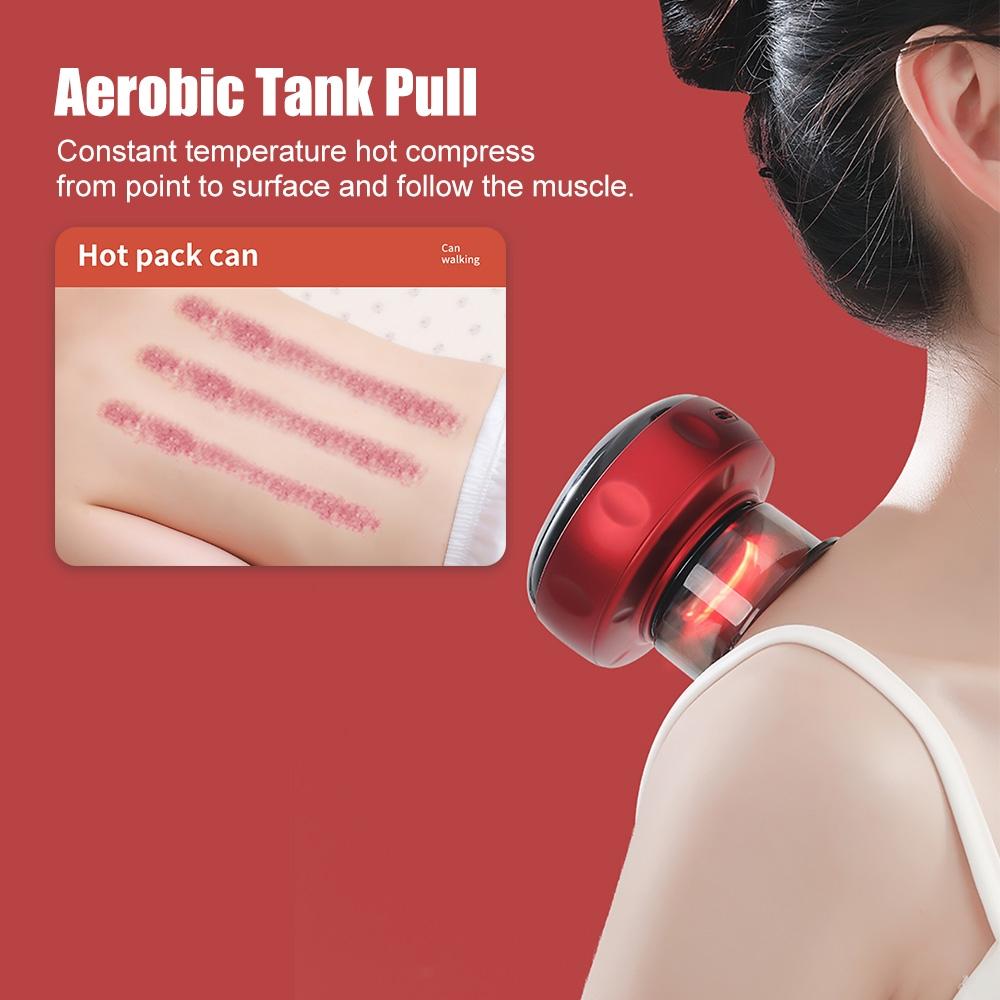 12-Speed Electric Cupping Massage Device Fast Charging - Red Wine