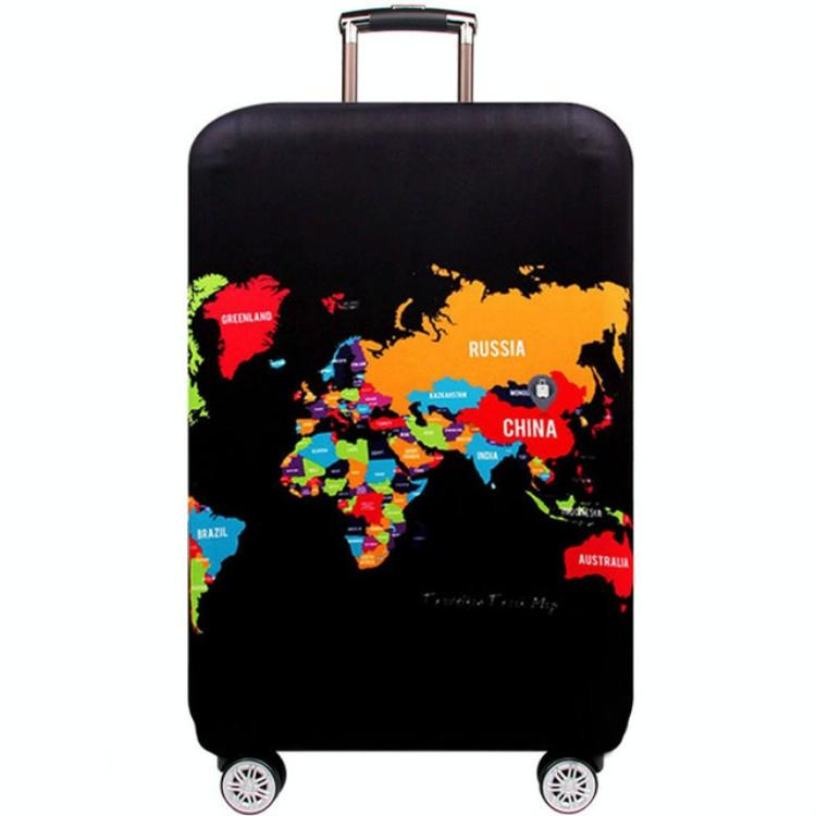 Protective Elastic Suitcase Cover - Fits 22-24 Inch Luggage - Dustproof &amp; Scratch-proof - English Map