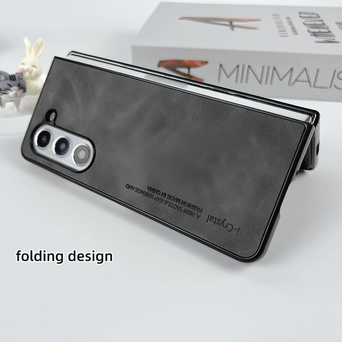 For Samsung Galaxy Z Fold4 5G Crystal Leather Foldable Case - Dark Grey