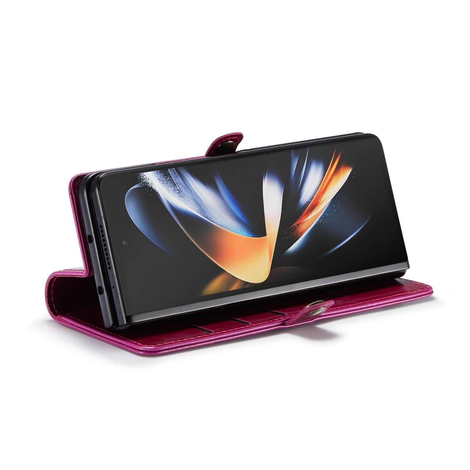 For Samsung Galaxy Z Fold4 5G Premium Crazy Horse Leather Phone Case - Wine Red