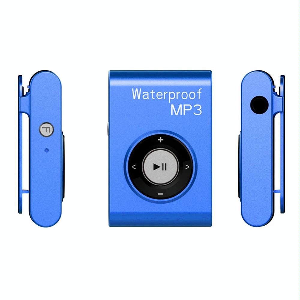 Waterproof Mp3 Player For Swimming & Diving 8Gb Memory Fm Radio Clip & Earphones - Blue