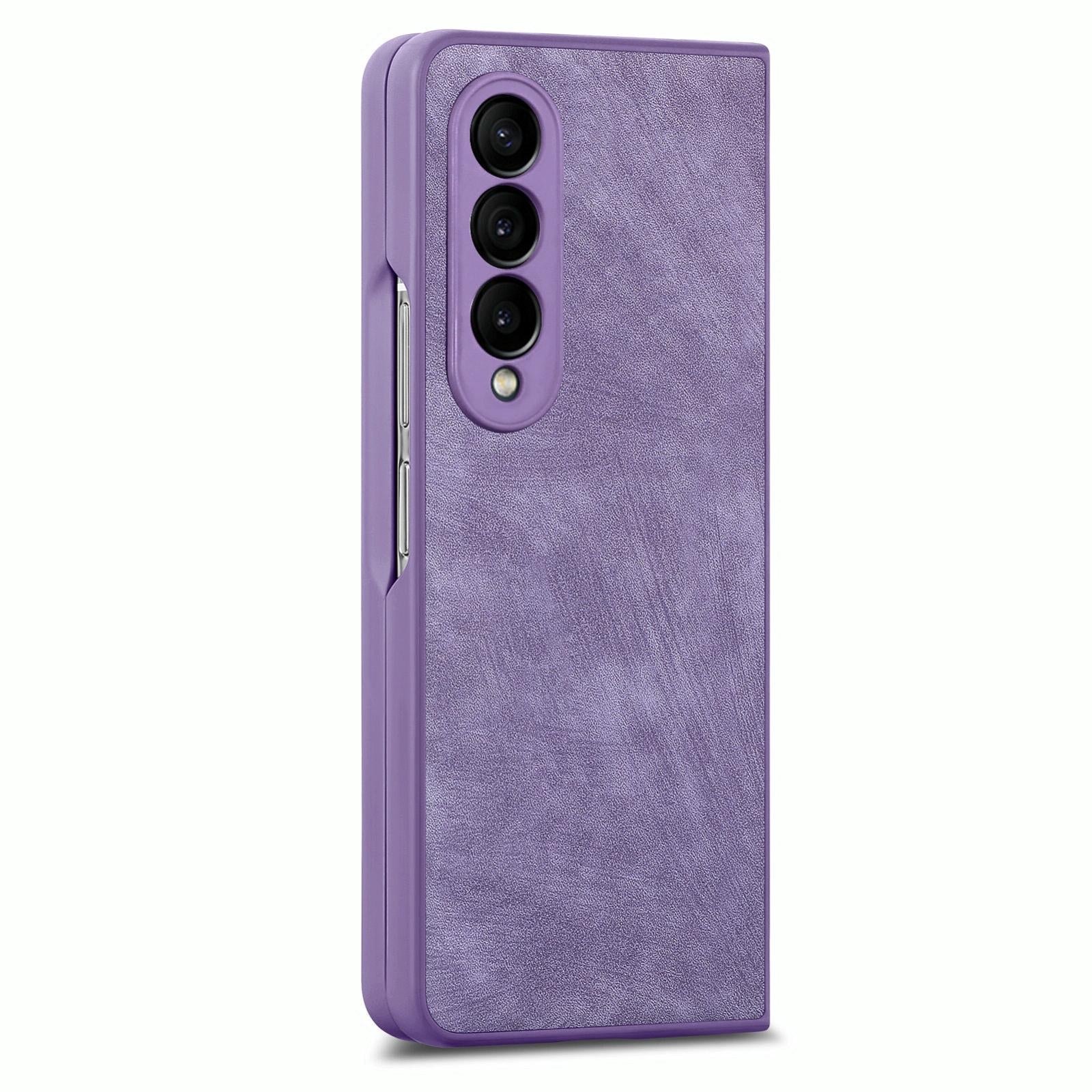 For Samsung Galaxy Z Fold4 5G Vintage Leather Fold Case - Purple