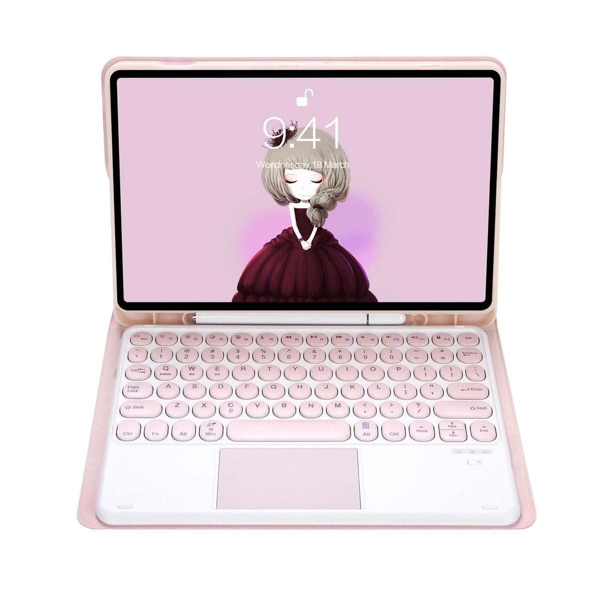 Detachable Bluetooth Keyboard Leather Case For Ipad Pro 11 - Touch Control Skin Texture Candy Colour Black - Eda001493802C