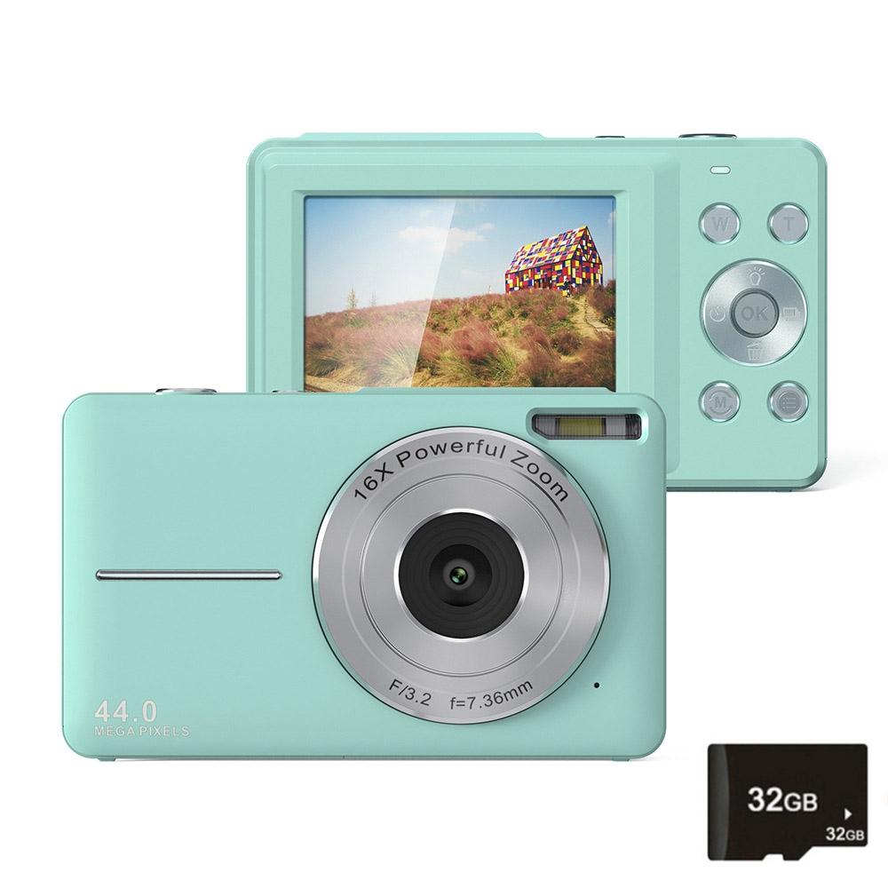 Mini Children Photography Camera - 2.4-inch Hd 16x Zoom - Green+32G