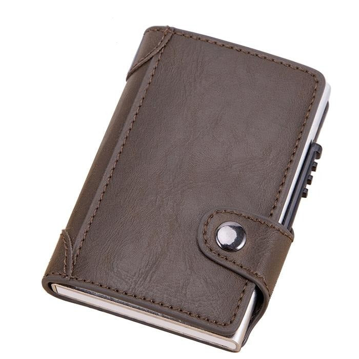 Rfid-blocking Leather Wallet with Card Slots - Coffee