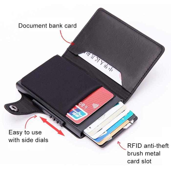 Rfid-blocking Leather Wallet with Card Slots - Coffee