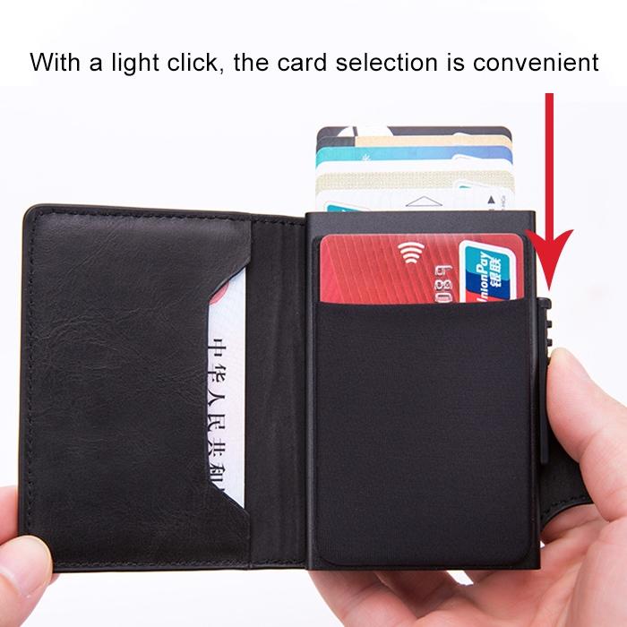 Rfid-blocking Leather Wallet with Card Slots - Coffee