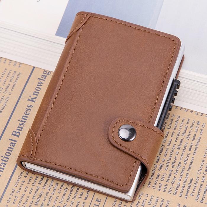 Rfid-blocking Leather Wallet with Card Slots - Coffee