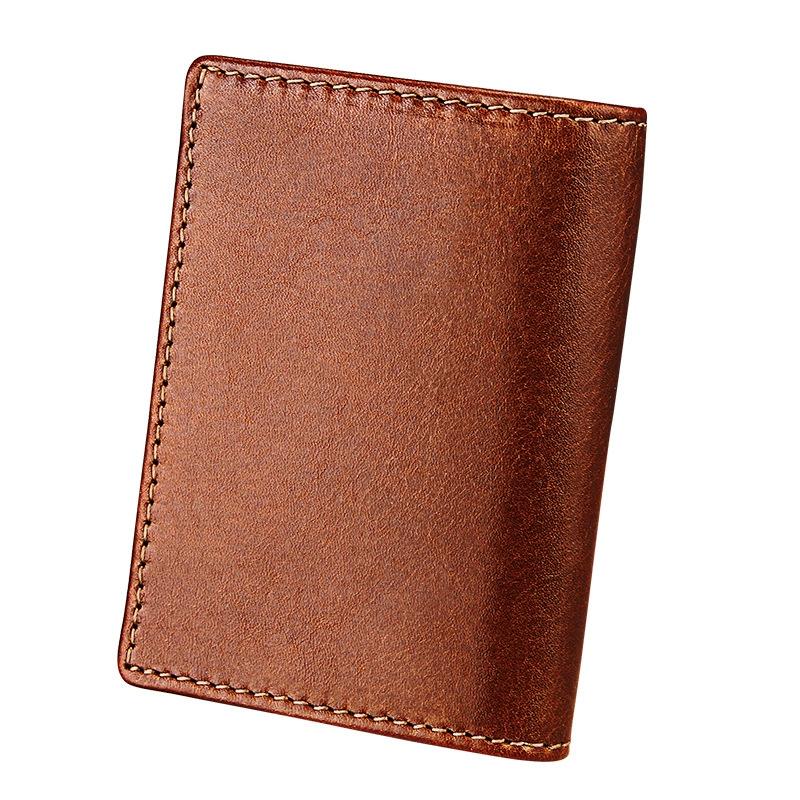 Leather Rfid Card Holder Wallet with 5 Slots and Pocket - Coffee