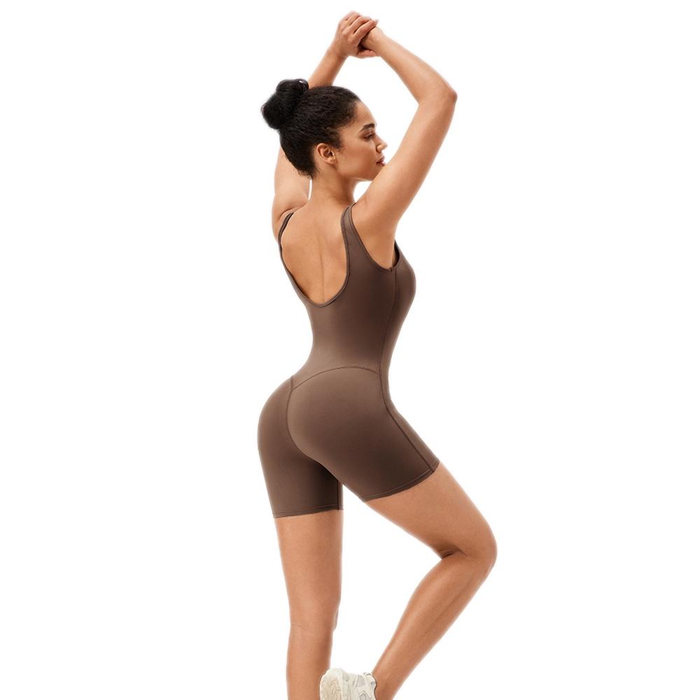 Yoga Bodysuit With Chest Pad Size L Tight Fit - Blue Gray - L
