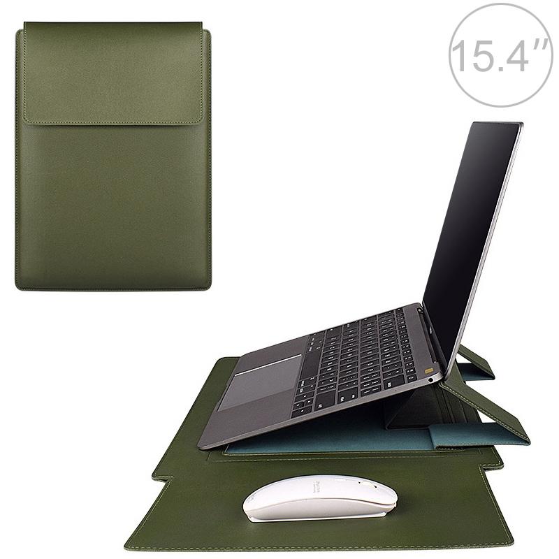 15.4 Inch Laptop Leather Sleeve Carrying Bag - Green