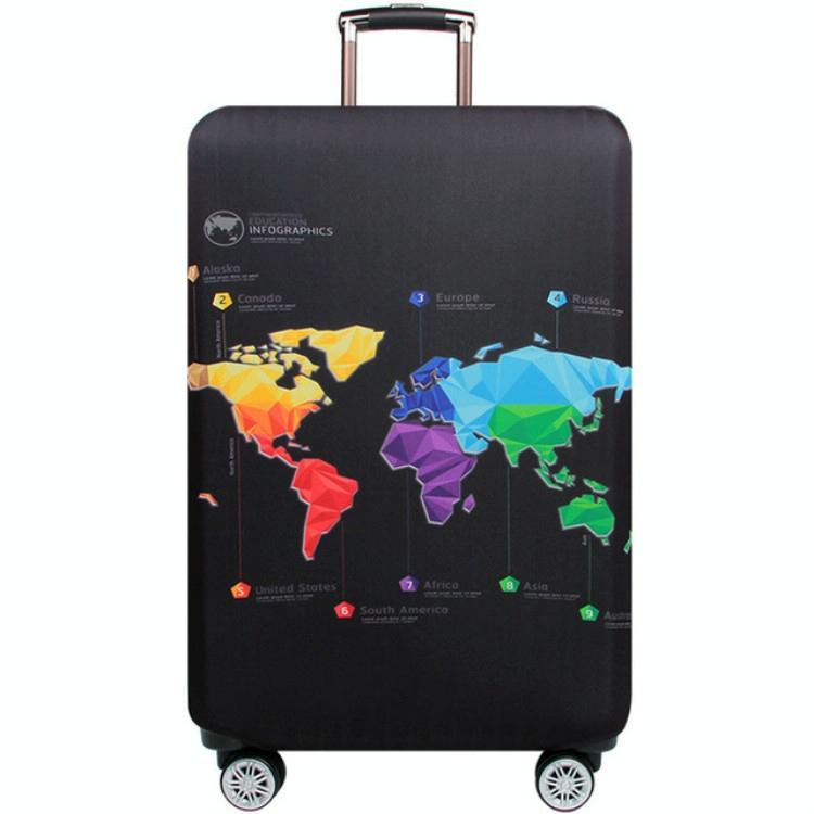 Protective Elastic Suitcase Cover - Fits 26-28 Inch Luggage - Dustproof & Scratch-proof - English Map