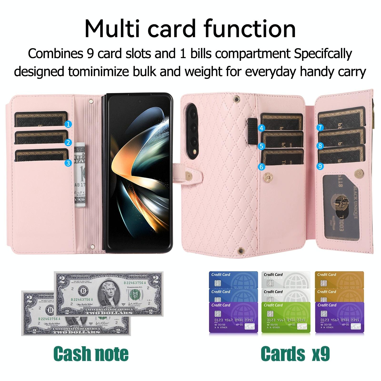 For Samsung Galaxy Z Fold4 5G Foldable Diamond Lattice Phone Case - Dark Green