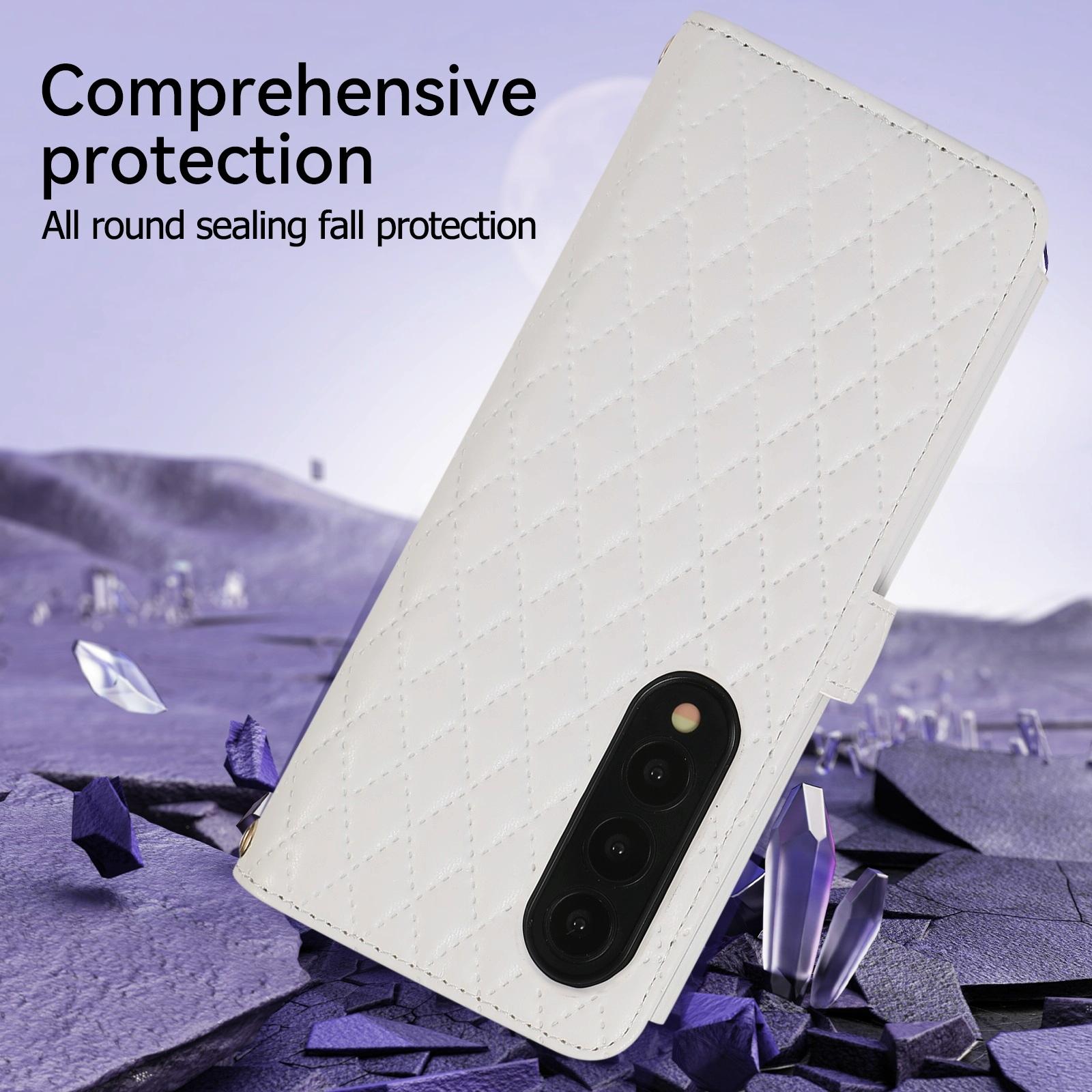 For Samsung Galaxy Z Fold4 5G Foldable Diamond Lattice Phone Case - Dark Green