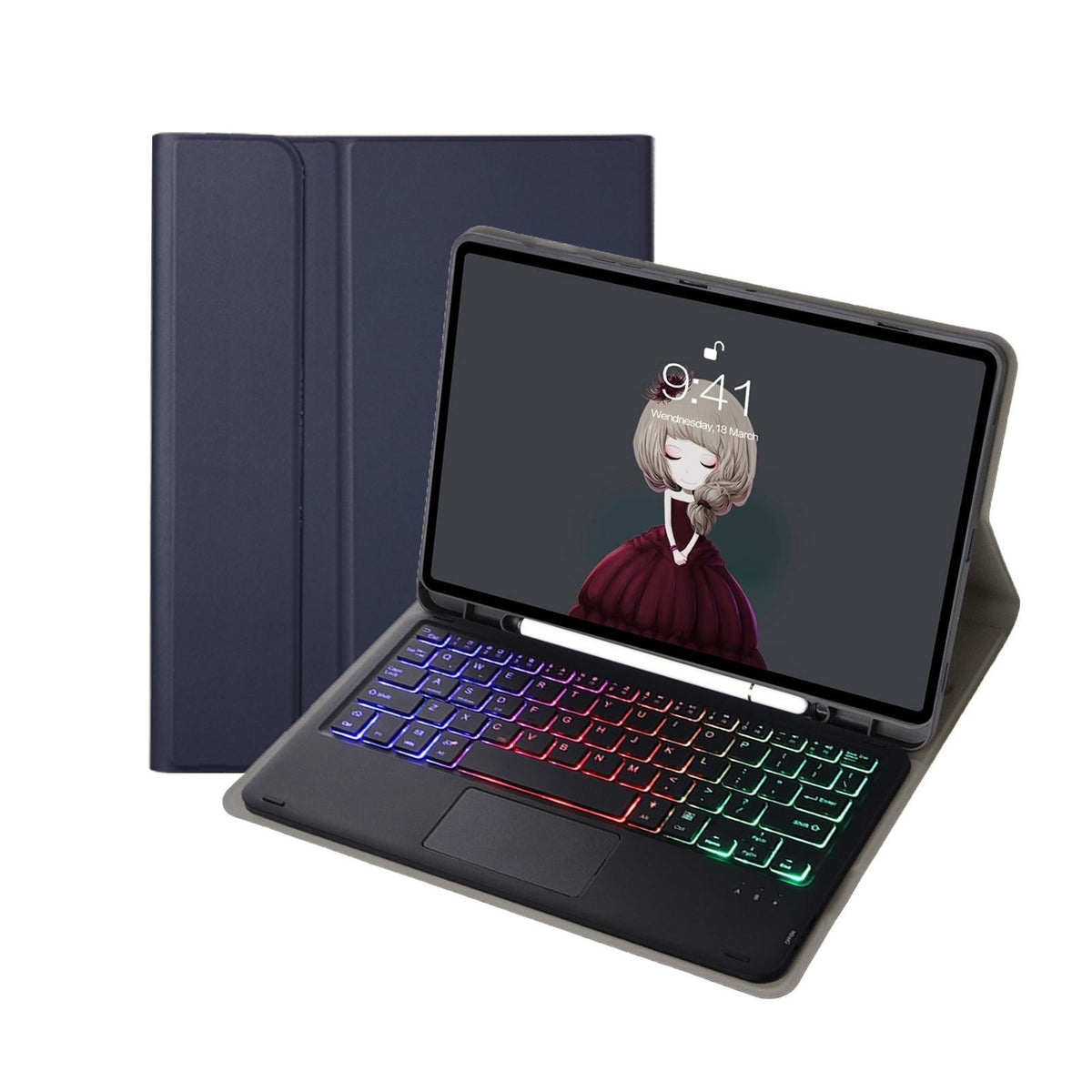 Bluetooth Keyboard Leather Case For Ipad Air / Pro 11 - Touch Pad Backlight Pen Slot - Rose Gold