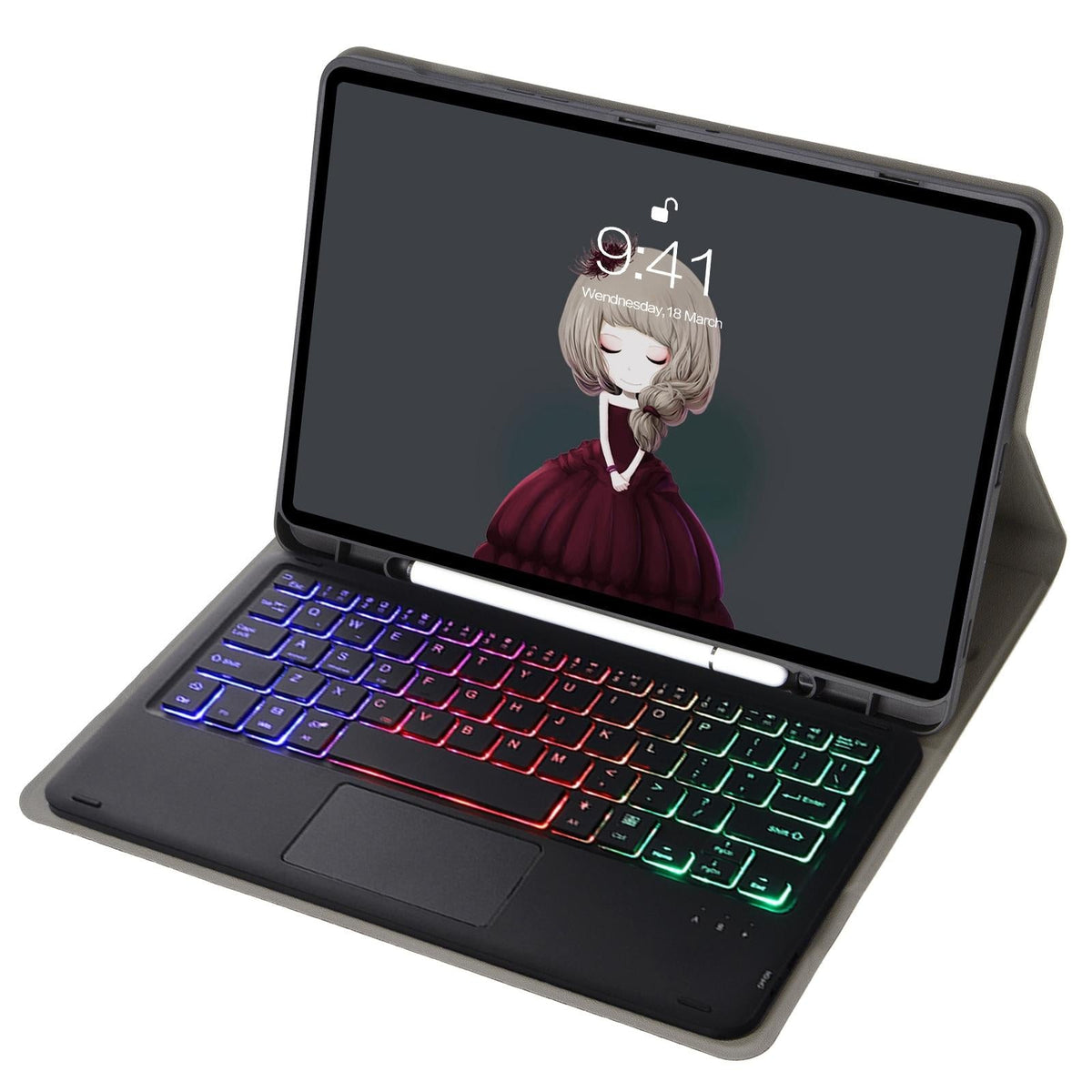 Bluetooth Keyboard Leather Case For Ipad Air / Pro 11 - Touch Pad Backlight Pen Slot - Rose Gold