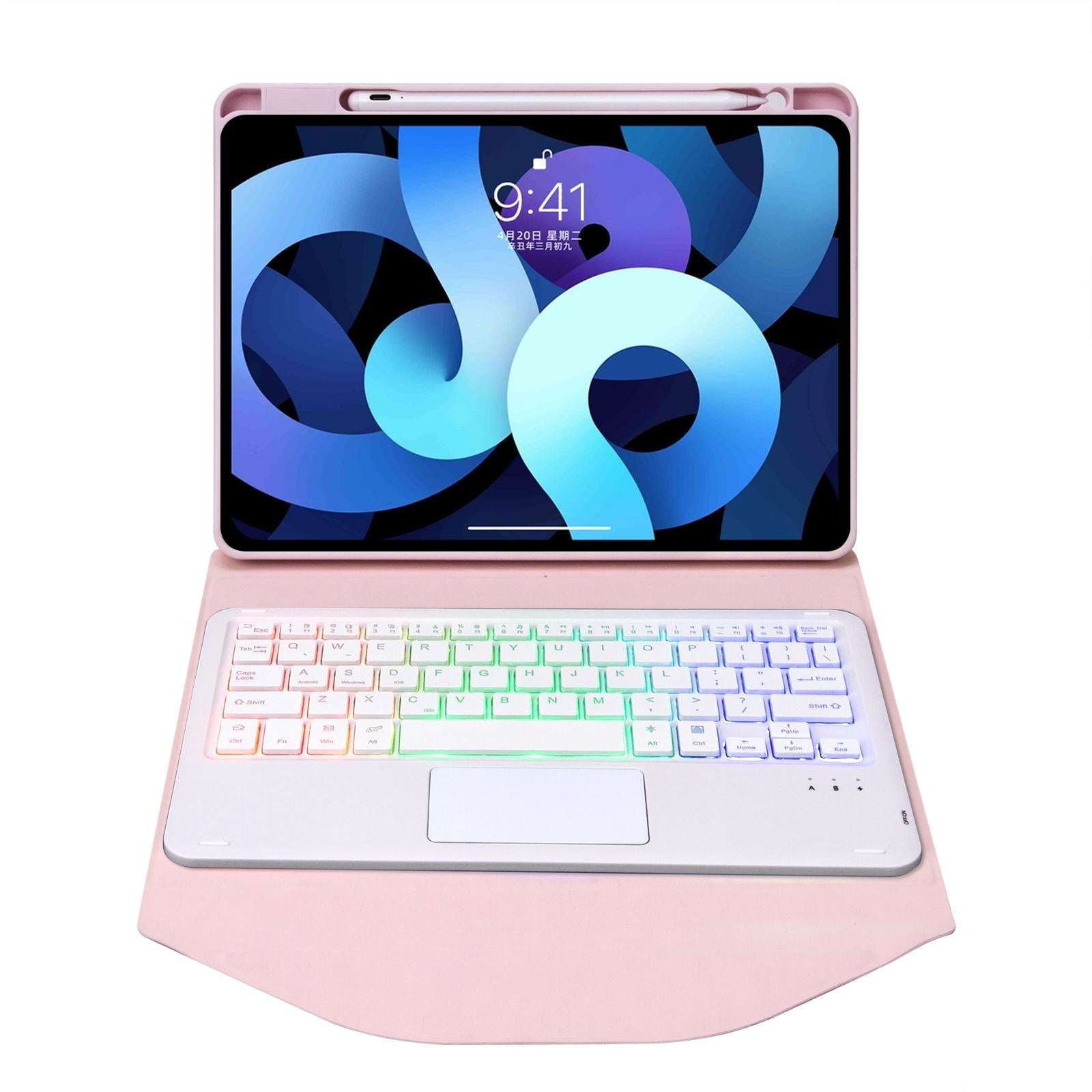 Bluetooth Keyboard Leather Case For Ipad 10.2 - Touchpad Backlight Pen Slot - 2021 / 2020 / 2019 - Green