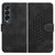 For Samsung Galaxy Z Fold4 5G Embossed Elephant Head Phone Case With Lanyard - Black