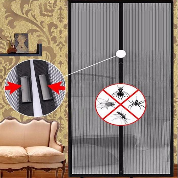 190x100cm Magnetic Mosquito-proof Screen Door Curtain - Magic Mesh - Coffee