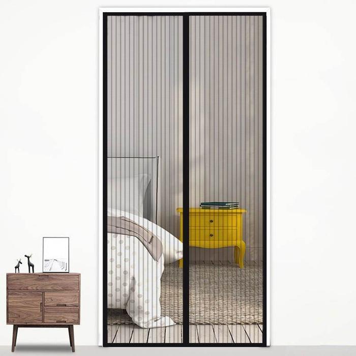 190x100cm Magnetic Mosquito-proof Screen Door Curtain - Magic Mesh - Coffee