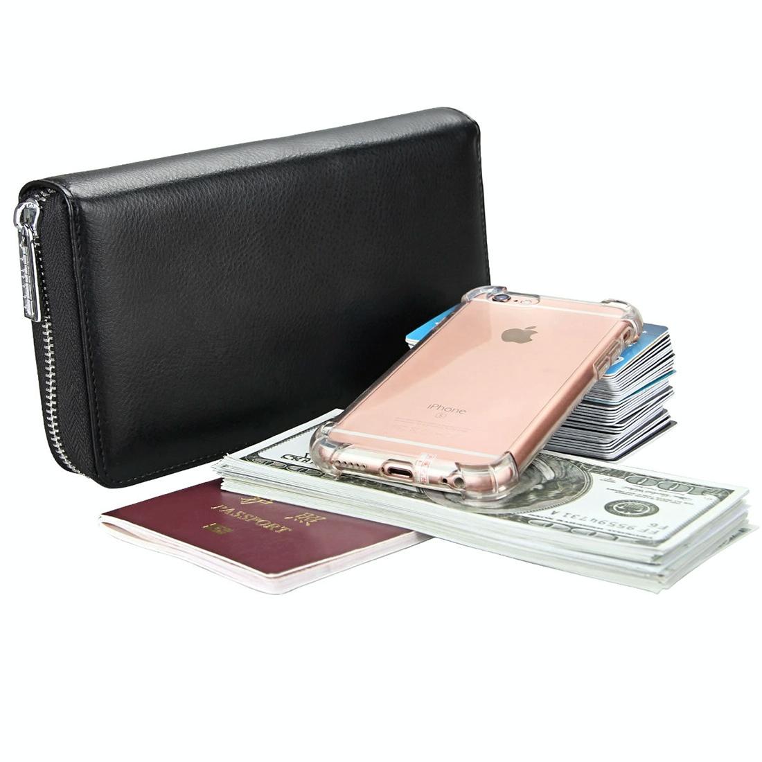 Leather Rfid Passport & Card Holder - Compact - Coffee