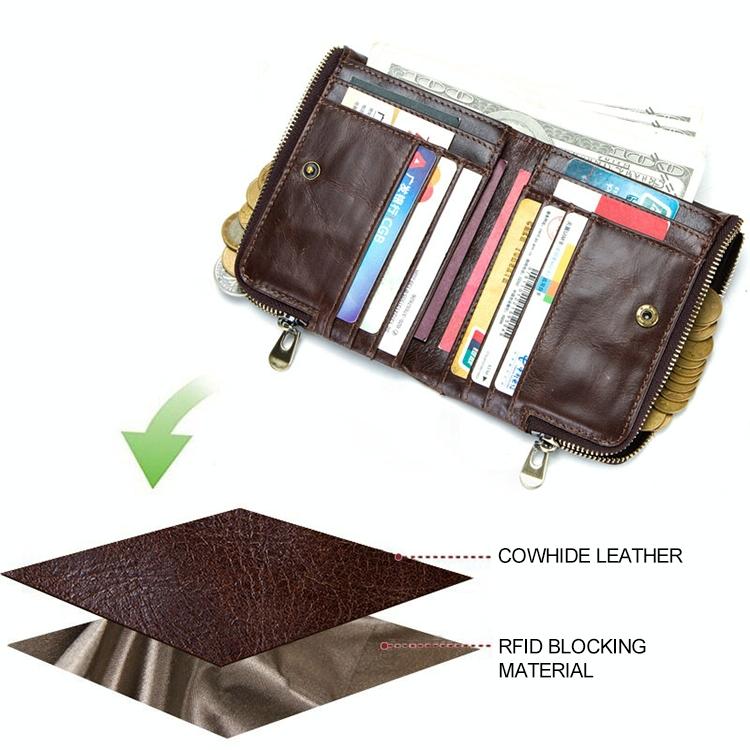 Men Leather Rfid Wallet - Antimagnetic - Coffee
