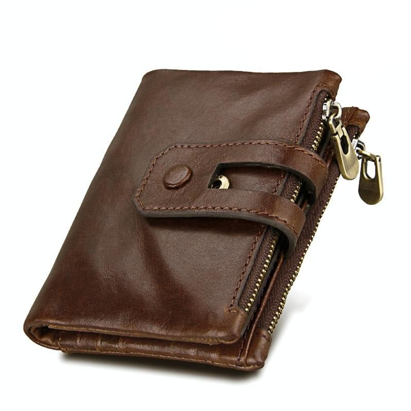 Men Rfid Blocking Cowhide Leather Wallet - Crazy Horse Texture