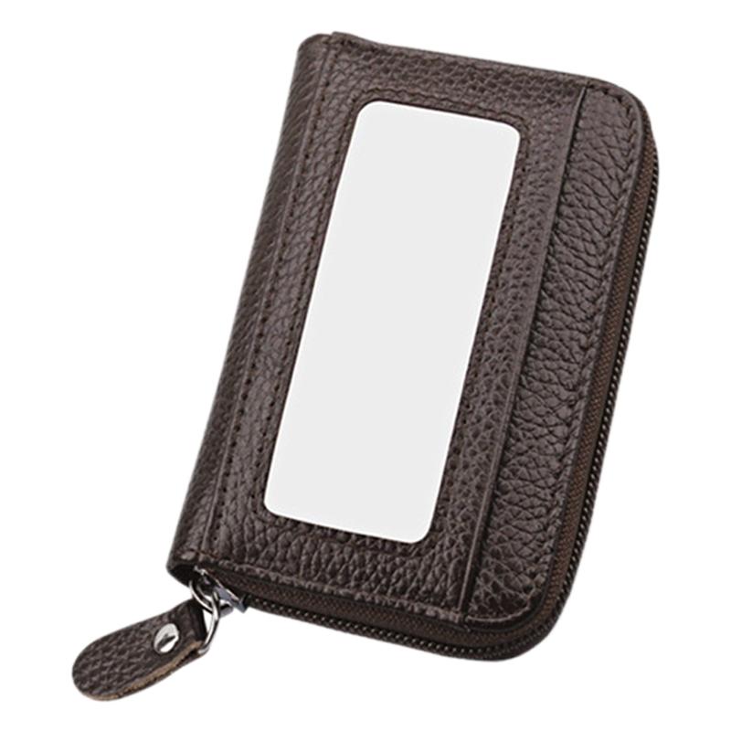 12-slot Leather Rfid Blocking Card Holder Wallet - Coffee