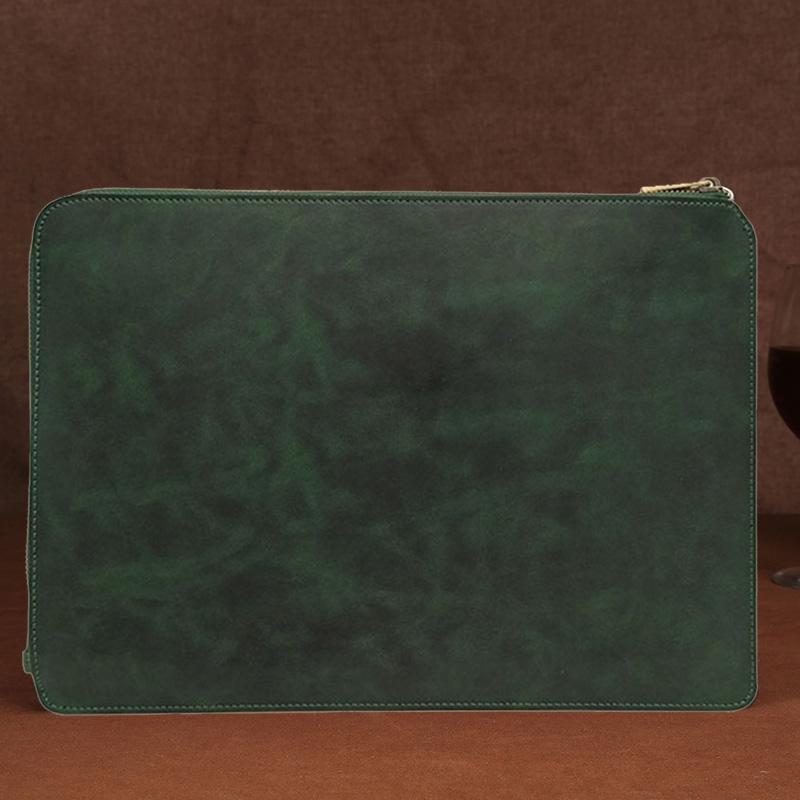 Leather Laptop Tablet Bag with Zipper for Macbook Samsung Sony Dell Alienware Chuwi Asus Hp - Coffee