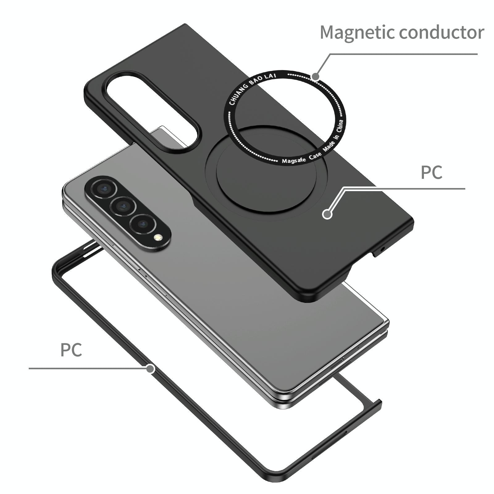 For Samsung Galaxy Z Fold4 5G Secure & Portable Magnetic Folding Case - Red