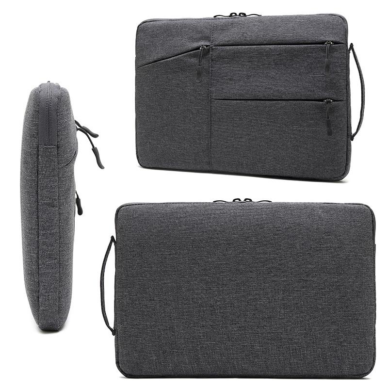14 Inch Business Laptop Liner Bag with Zipper Closure - Polyester Material - Light Grey