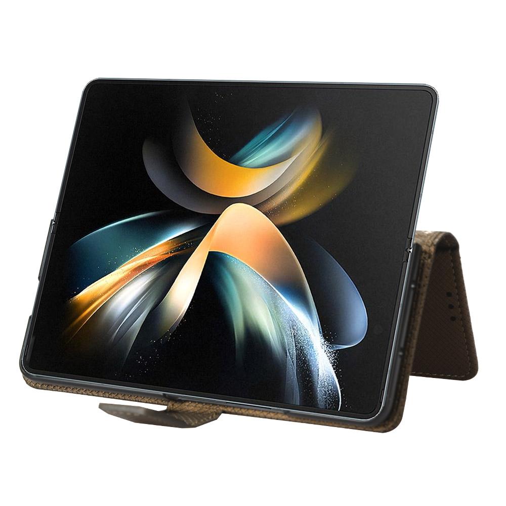 For Samsung Galaxy Z Fold4 5G Textured Leather Phone Case - Blue